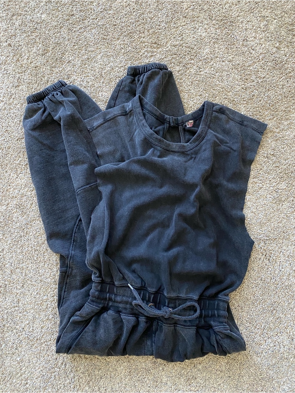 Free People Throw & Go Black Sleeveless Drawstring Waist Oversized Jumpsuit